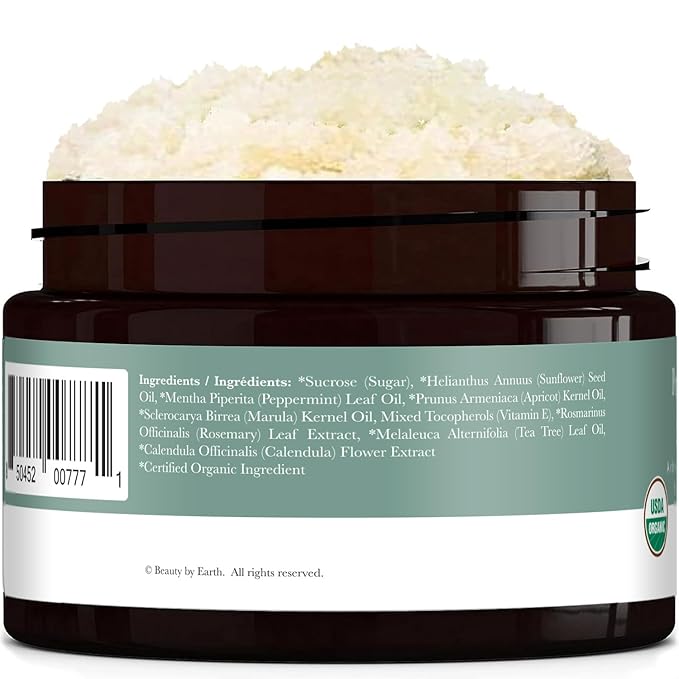 Peppermint Tea Tree Organic Body Scrub - USA Made Sugar Scrub