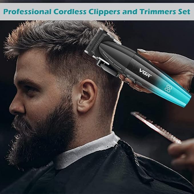 VGR 640 Professional Hair Clippers for Men with Clipper Trimmer Set, Green