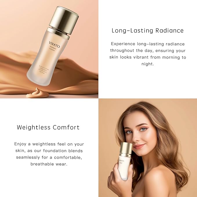 VIXATO Foundation Concealer, 2025 New Full Coverage Moisturizer Liquid Age-Defying Foundations, Hydration Natural Finish & Long Wea for All Skin Types (Deutral, One SIze)