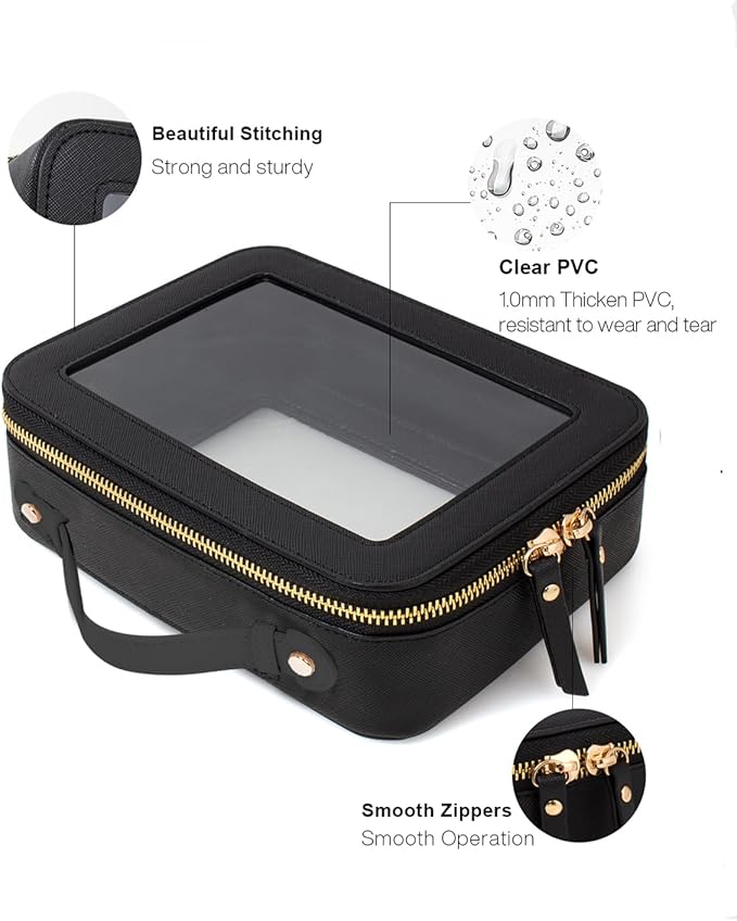 2Pcs Travel Clear Makeup Bag, American Mahjong Tile Bag Cosmetic Case with Zipper Portable Makeup Pouch Toiletry Bag Traveling Cosmetic Organizer Storage Bag Car Organizer Car Essentials for Women