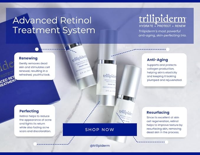 Trilipiderm Advanced Retinol Serum for Face, 3-Phase Anti Aging, 0.5 oz