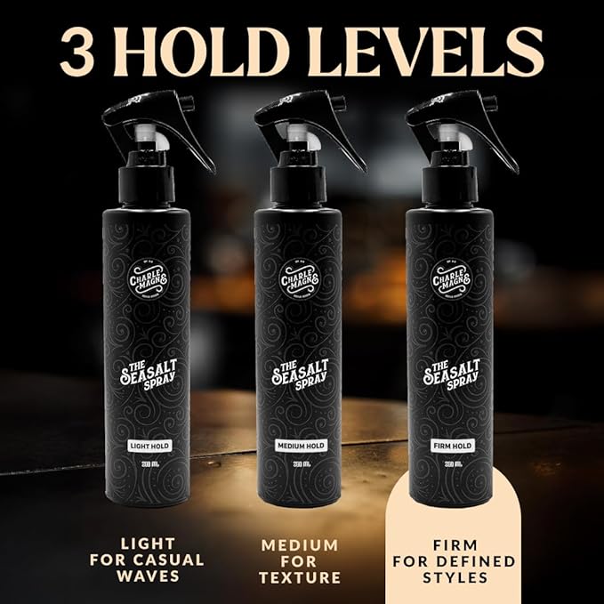 Charlemagne Sea Salt Spray for Men - Firm Hold, 6.76 fl oz, Pack of 3