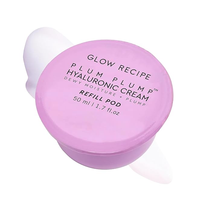 Glow Recipe Plum Plump Hyaluronic Acid Face Cream Moisturizer, Korean Moisturizer for Dry Skin, Plumping + Firming Hydration, Polyglutamic Acid + Peptides, Refillable (50ml)