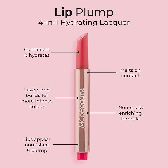 MCoBeauty Lip Plump 4-in-1 Hydrating Lacquer - Lily, Dusty Pink