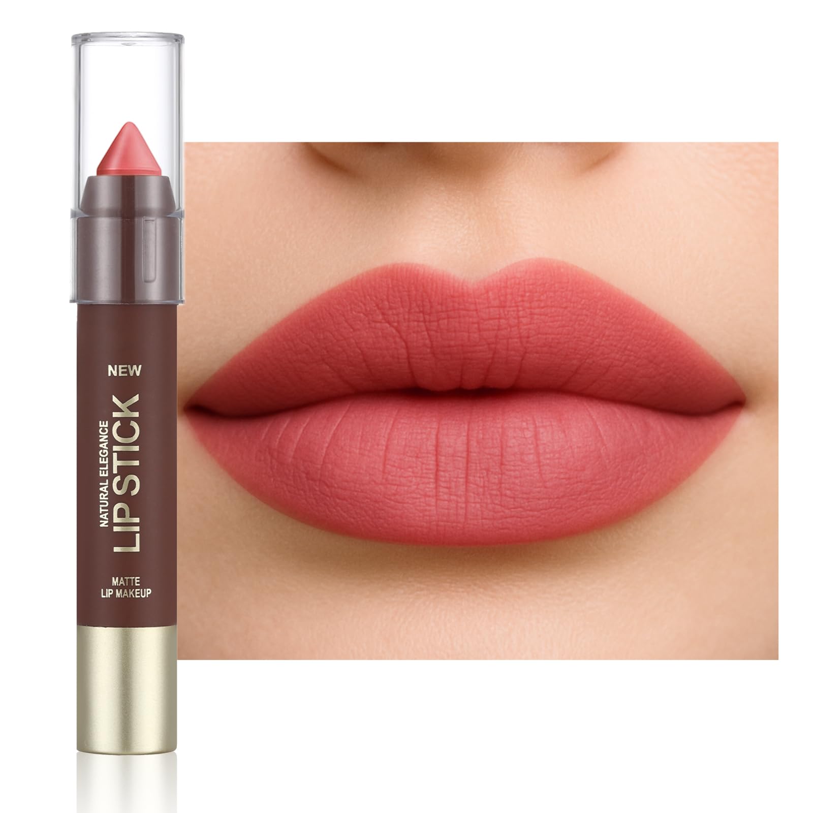 Erinde Matte Lipstick Lip Liner Crayon for Women, 24 Hour Lipstick Lip Liner Pencil, Neutral Lip Stick Lipliner Waterproof Long Lasting Smudge Proof, Vegan & Cruelty-Free, 03 Nude Pink