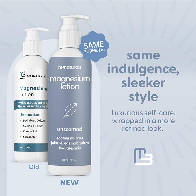Unscented Magnesium Lotion for Sleep & Leg Cramps 8 fl oz by M3
