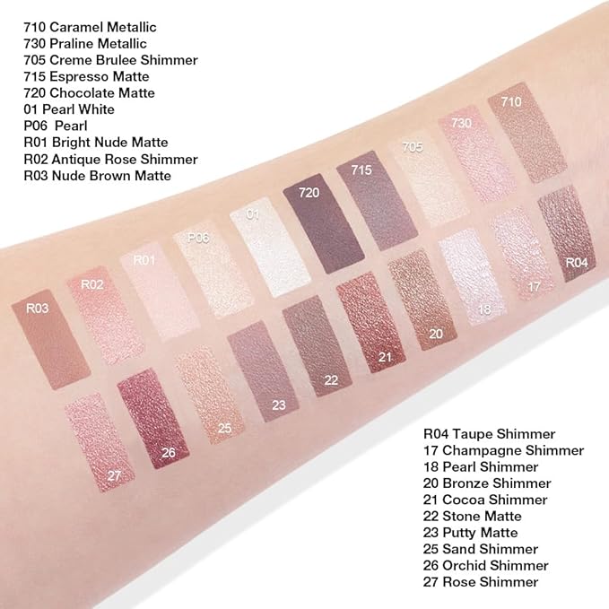 Cream Glitter Antique Rose Shimmer Metallic Eyeshadow Palette Makeup For Mature Women, Natural Single Mini Instant Holographic Eyeshadow, Sombras Crema Para Ojos, Talc, Paraben&Cruelty Free, R02