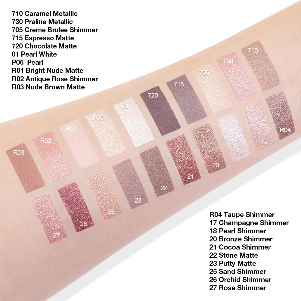 evpct Single Cream Eye Shadow Palette Pot Makeup for Older Women, Rose Shimmer Glitter Metallic Monochrome Cream to Powder Eyeshadow Palette Eye Brightener, Highly Pigmented Waterproof Blendable