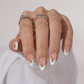 BTArtbox Press On Nails, Dinner Star, Short Almond, White French Tip, 32Ct