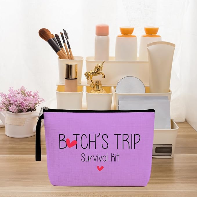 4Pcs Girls Trip Gifts Favors Weekend Bag Funny Makeup Bag Girl Weekend Gift