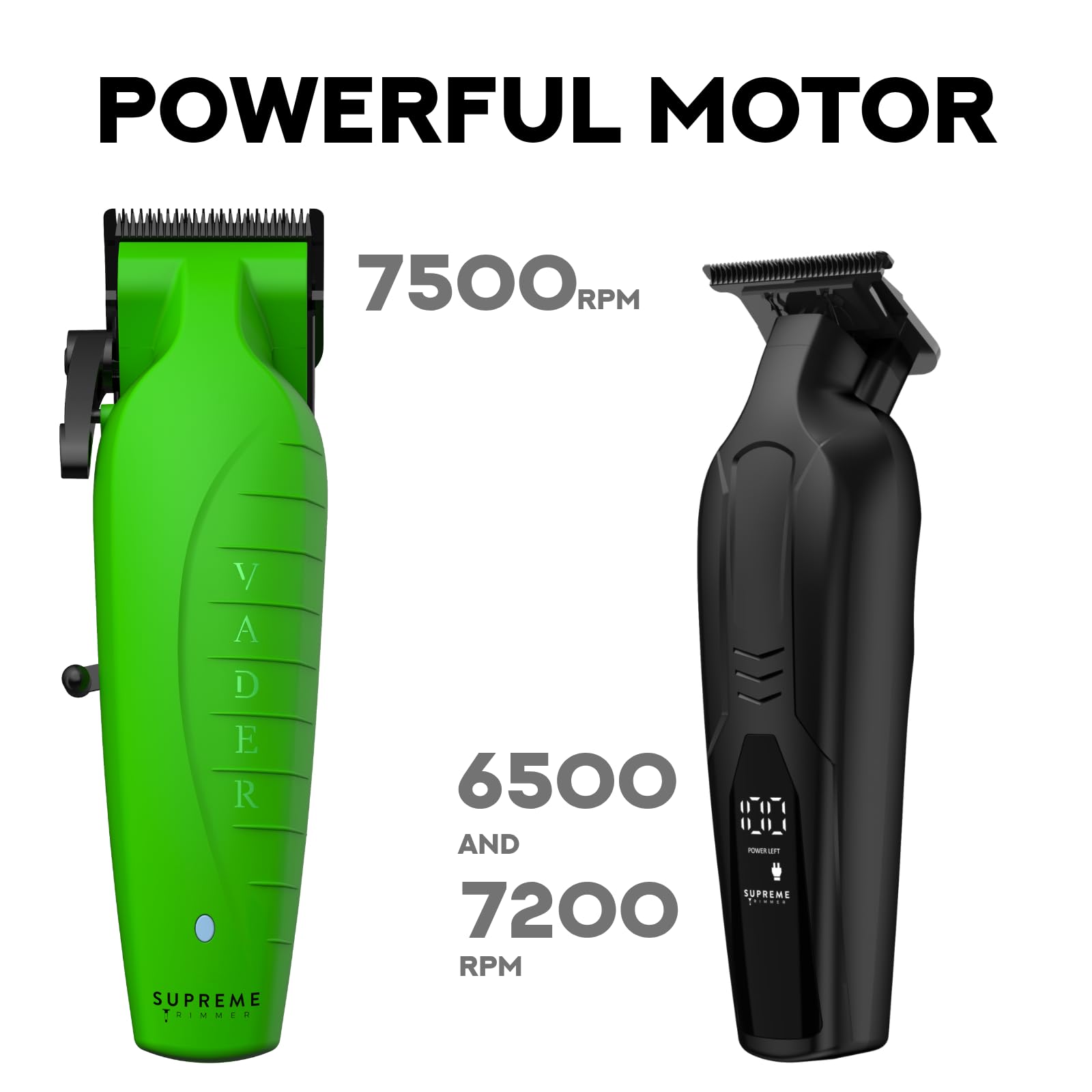 Supreme Trimmer 2-in-1 Vader Clipper & Trimmer Kit | Cordless Beard Trimmer & Mens Clippers Set for Barbers or Home | with DLC Coated Blades | Acid