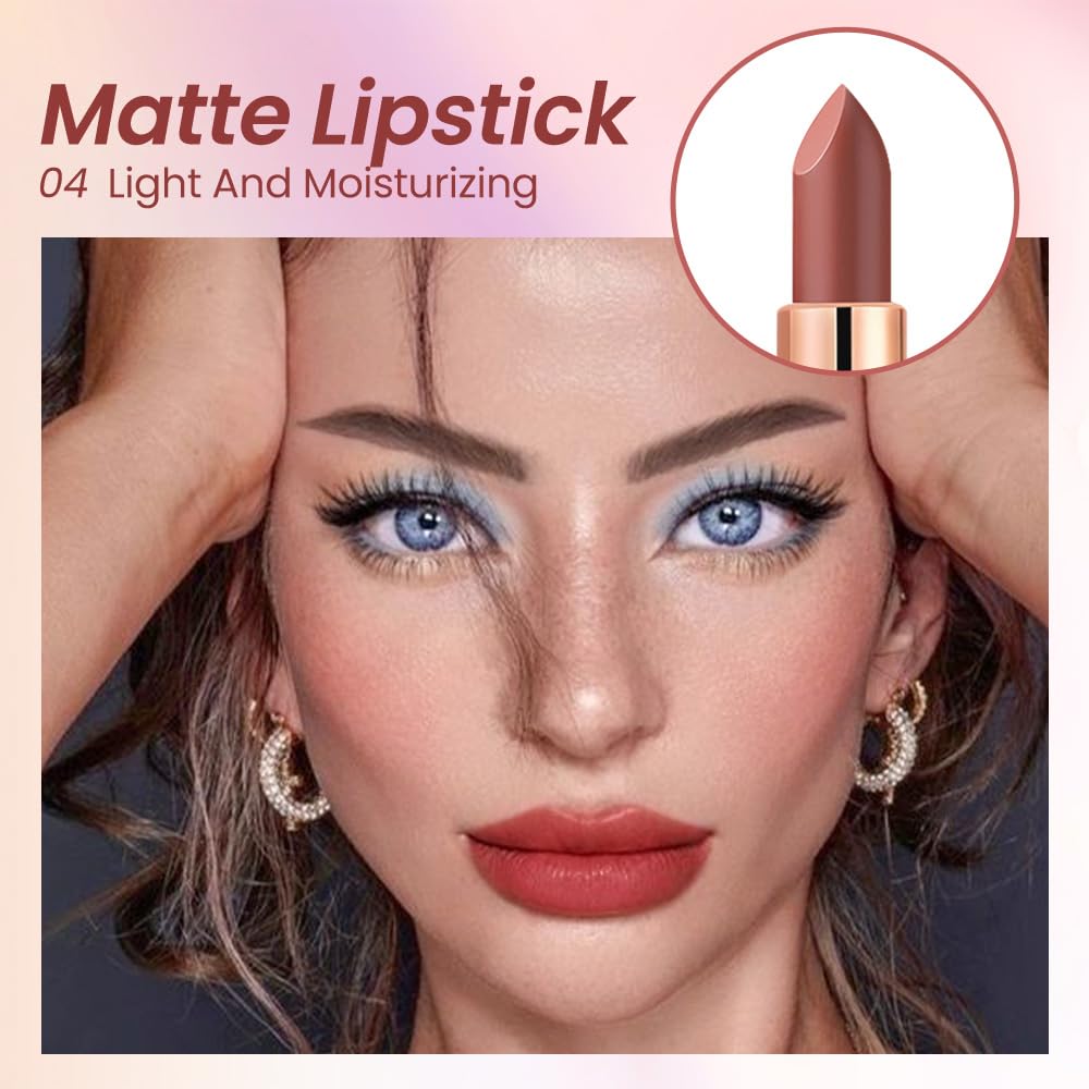 CAKAILA Rose Red Lip Stick,Matte Cream Lipstick Set for Women,Long Lasting Waterproof Smudge Proof Velvet lipsticks Crayon,Lip Makeup Kit Travel Size,Vegan & Cruelty-free (Pack of 1)