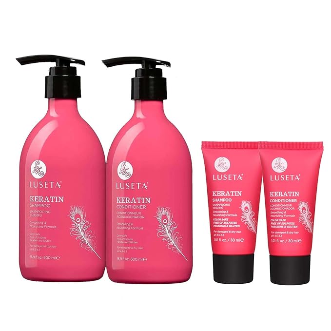 Luseta Keratin Shampoo & Conditioner Set for Damaged Hair, Smooth Care