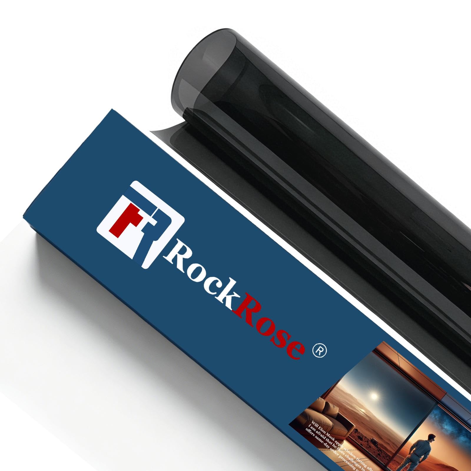 RockRose 5% Premium Carbon Car Window Tint Film 20 in x 5FT 2PLY Charcoal Privacy Film UV, Heat Blocking Tint for Car or Home Adhesive Film Easy Shrink, Plotter Friendly Pro Grade