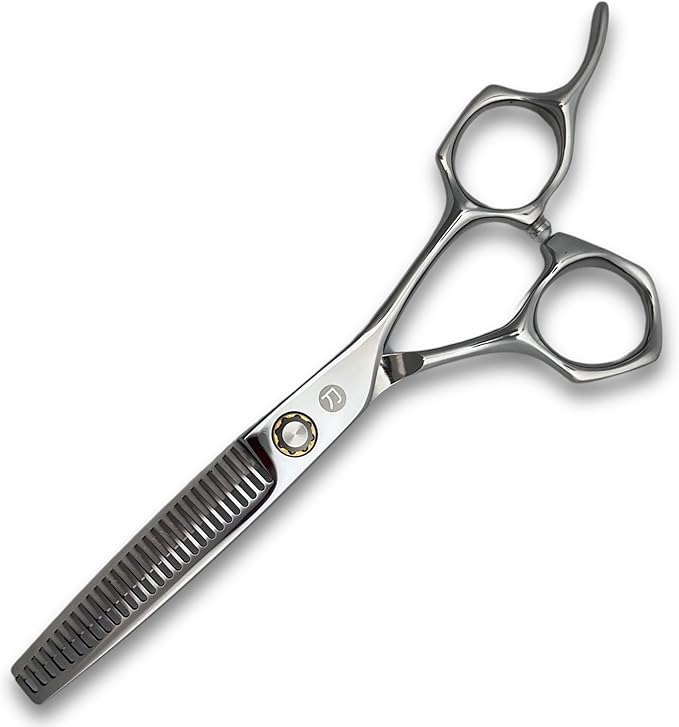Hair Cutting Scissors for Professionals from Saki Shears - Cuts Wet and Dry Hair - Forged from Japanese 440C Stainless Steel - Sharp, Long Lasting Edge (Steel, 6 Inch Thinning, Right Hand)