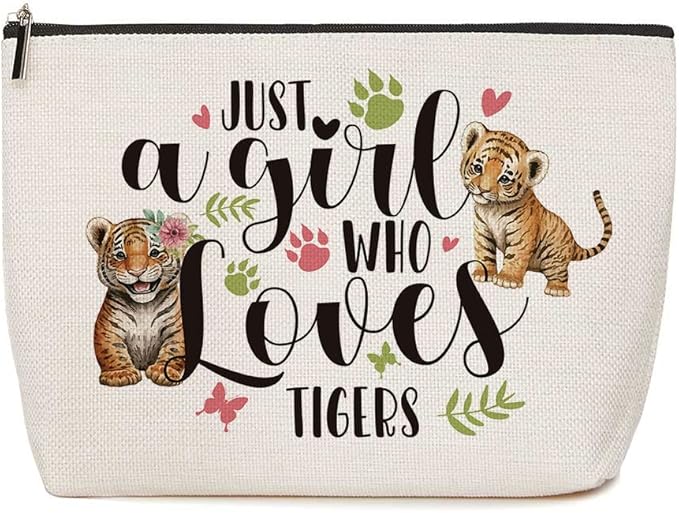 Lovdazzles Tiger Makeup Bag Funny Animal Cosmetic Bag Tiger Gifts for Girls