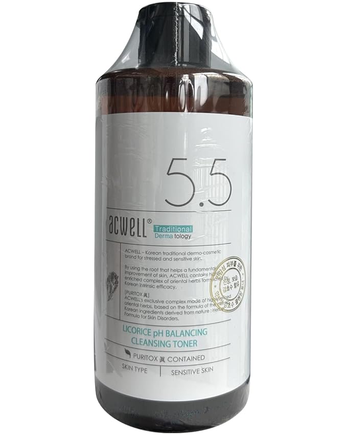 ACWELL Licorice pH 5.5 Balancing Cleansing Toner - Alcohol-Free Korean Face Toner and Astringent, Hydrating Clarifying Formula for Dull and Combination Skin, 10.14 fl.oz.