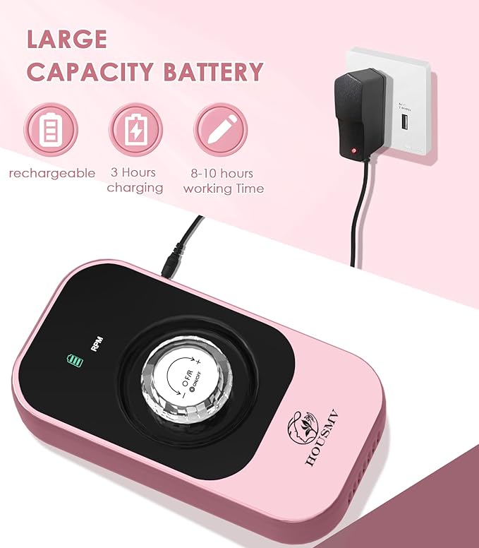 Portable Electric Nail Drill File: Professional Rechargeable E-File Machine