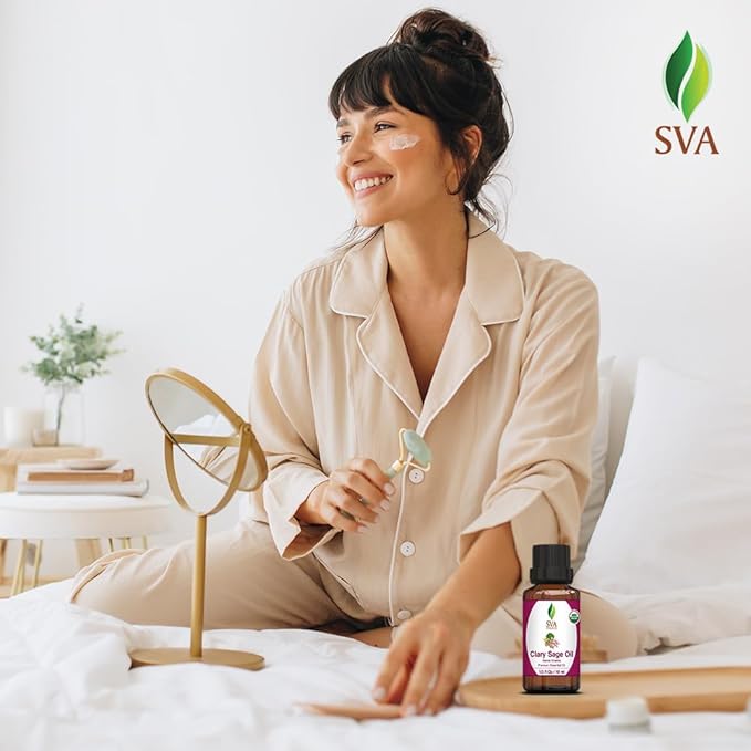SVA Organic Clary Sage Essential Oil in Glass Bottle, 1/3 Fl Oz (10 ml)