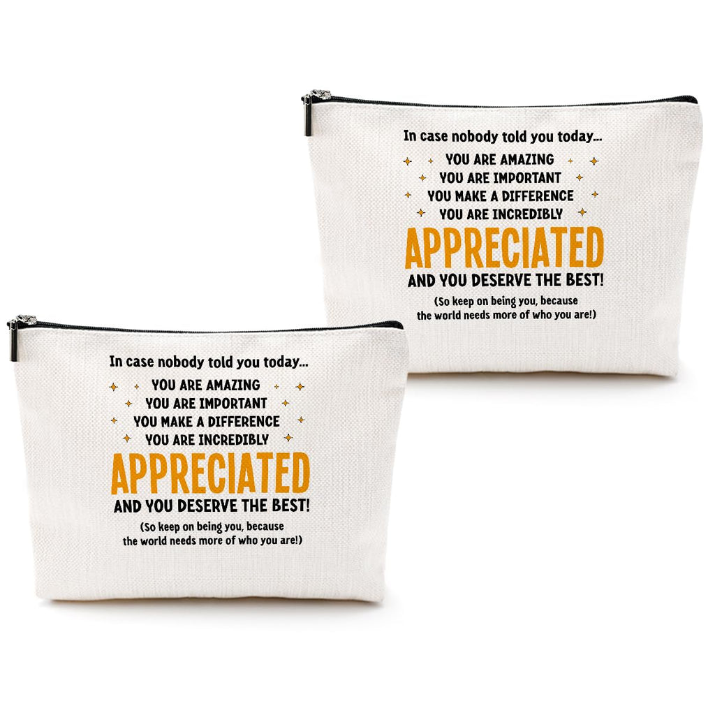 2pcs Inspirational Makeup Bag Employee Thank You Appreciation Gifts Cosmetic Bag Zipper Pouch Encouragement Gifts for Women Coworkers Boss Lady Manager Friend Christmas Birthday Gift