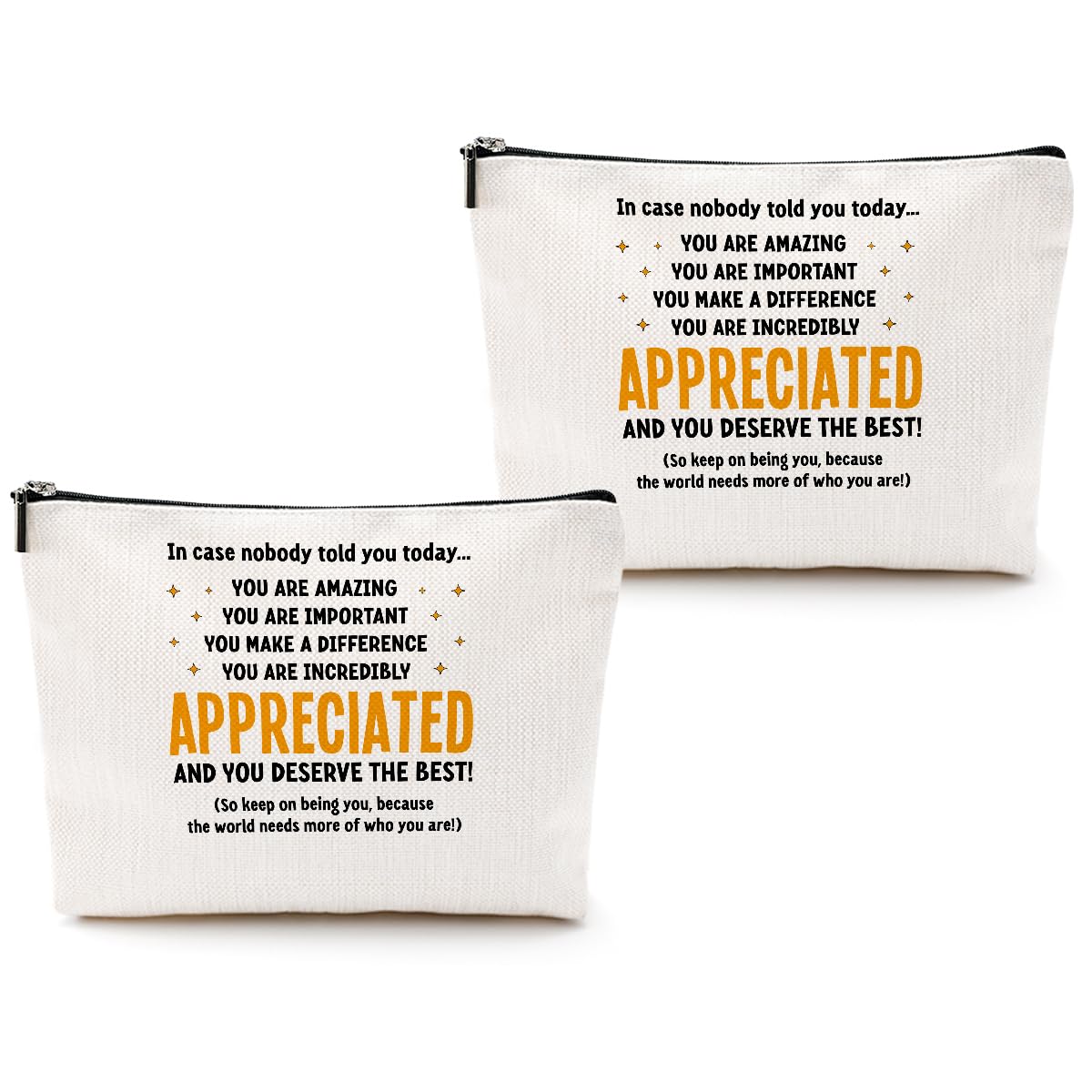 2pcs Inspirational Makeup Bag Employee Thank You Appreciation Gifts Cosmetic Bag Zipper Pouch Encouragement Gifts for Women Coworkers Boss Lady Manager Friend Christmas Birthday Gift