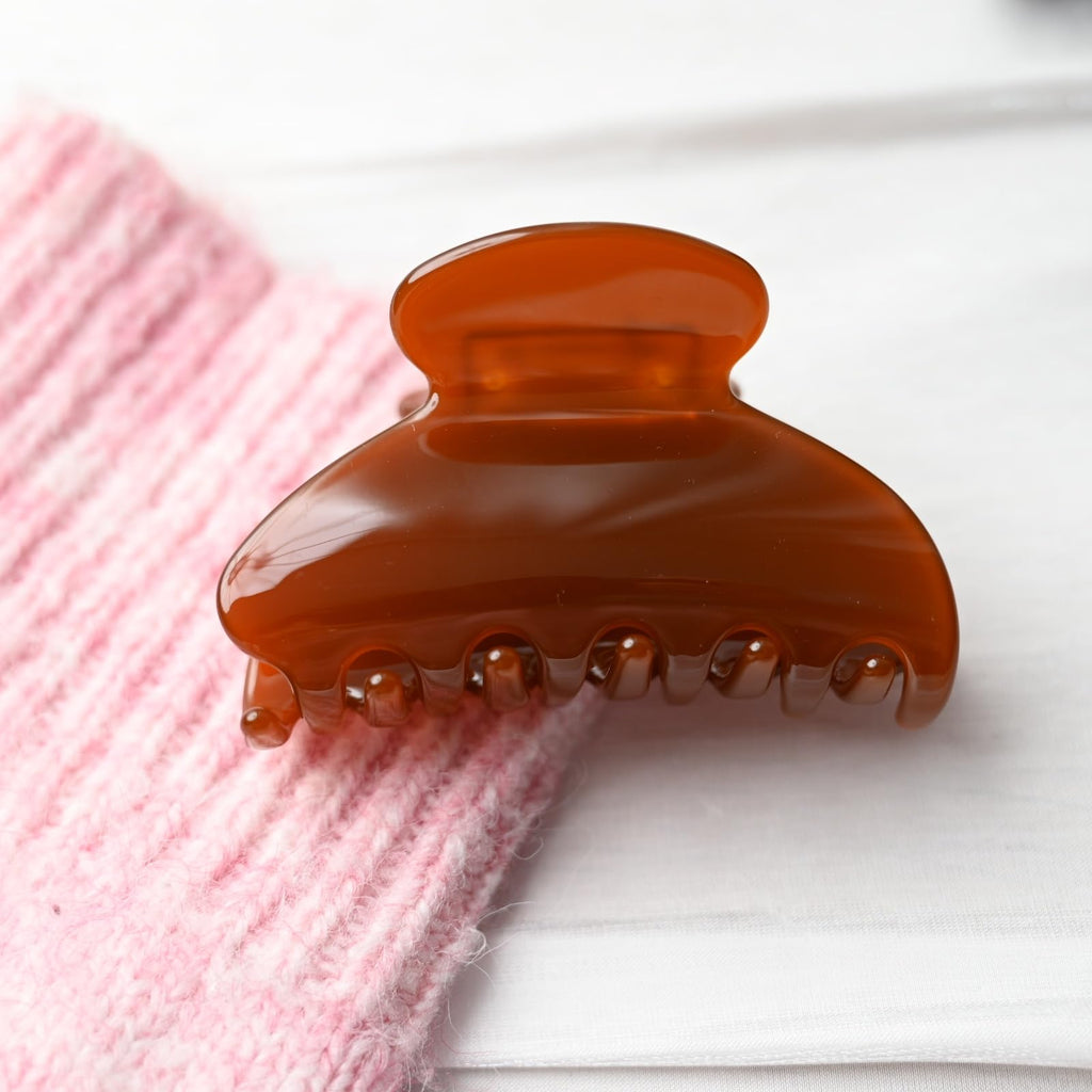 Prettyou Handmade Celluloid Acetate French Design Barrettes Tortoise Shell Claws Hair Claw Luxury Fashion Accessories Hair Clip for Women (toffee)