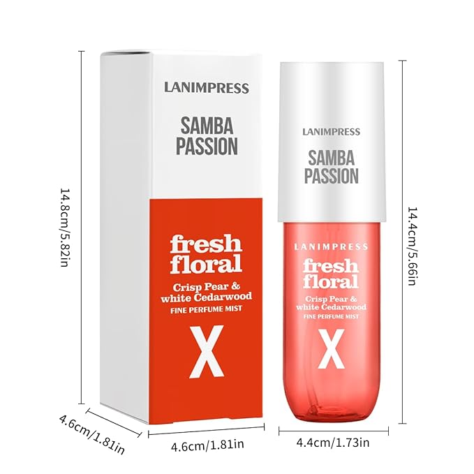 LANIMPRESS 3 FL OZ Hair and Body Fragrance Mist, Eau De Parfum for Women,Fruity Floral Perfume No.10, Juicy Flower Scent– With Notes of Juicy Pear,Pink Violet,White Cedarwood,Travel Size Body Spray