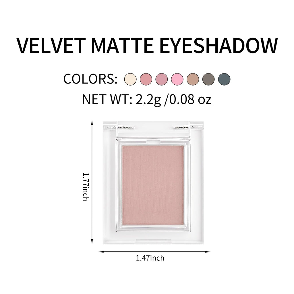 Erinde Single Matte Eyeshadow Palette, Velvet Eye Shadow Compact Powder Natural Makeup, Long-Lasting Eye Makeup, Ultra-Blendable, Pigmented Color, Vegan Formula, H08 Pale Mauve