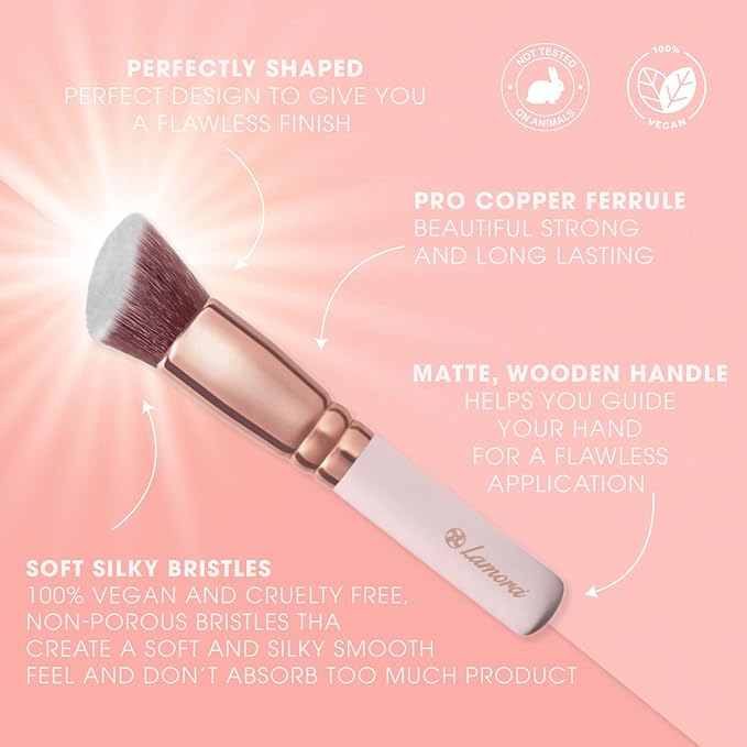 Lamora Kabuki Makeup Brush Set - 10 Essential Face, Eye, Precision Brushes