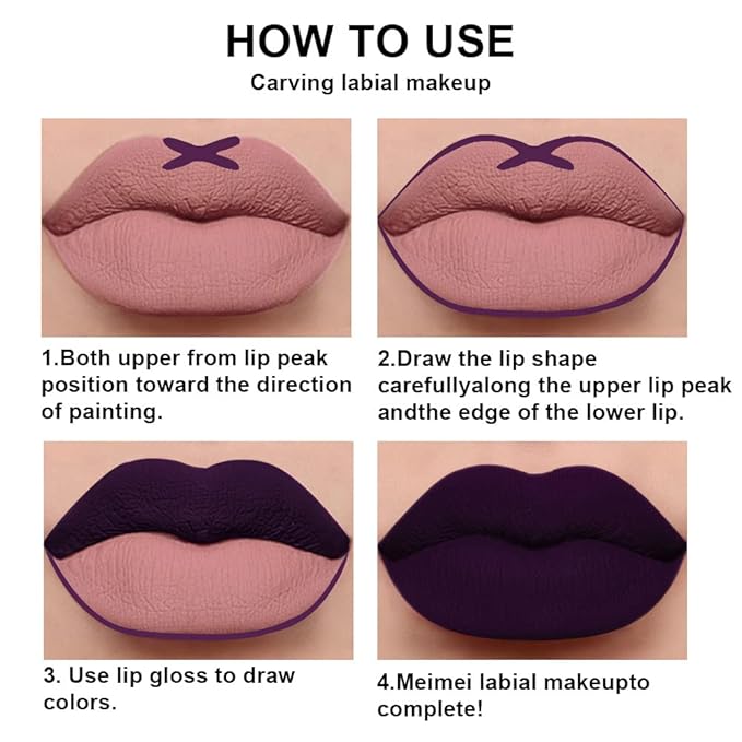 Amy's Diary 2Pcs Dark Purple Lip Liner and Lipstick Matte Makeup Set, Darkest Eggplant Plum 24H With Liner Set, Matt Liquid Long Lasting Mate Dark Berry (#20)