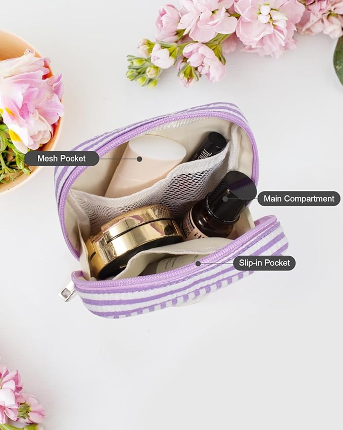 LETGO Purple Makeup Bag for Women- Personalized Cute Makeup Pouch for Girlfriend Bridesmaid Wife | Cosmetic Travel Toiletry Bag for Women | Birthday Gift Idea for Her Mom Makeup Bag Gift