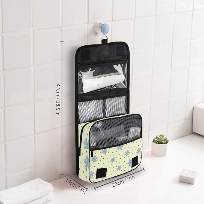 senya Hanging Travel Toiletry Bag Flowers Round Dot Kit Makeup Case Cosmetics Organizer for Men Women overnight