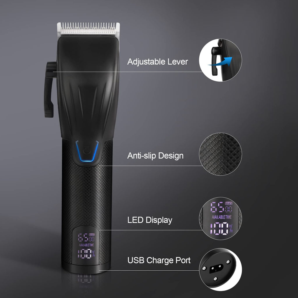 Dumite Professional Hair Clippers Trimmer Kit,Cordless Hair Clippers for Men,Barber Fading Clipper and Zero Gap T-Blade Trimmer Set with LED Display for Mens Gifts (Black)