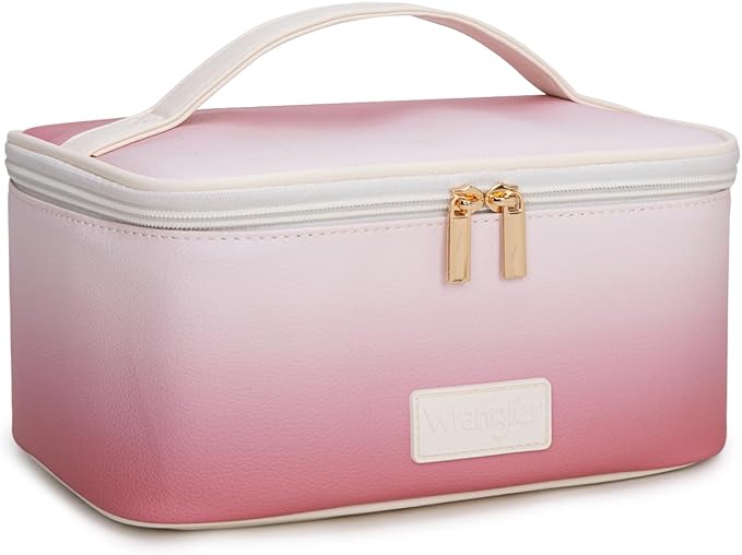 Wrangler Travel Makeup Bag 2pcs Set Cosmetic Bag with Makeup Brush Holder