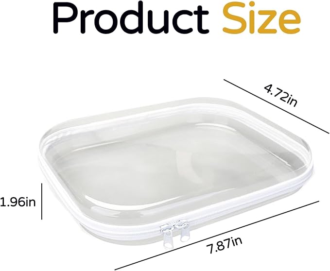 PGAXM 3PCS Clear Hard Plastic Zipper Case, Double Zippers Hard Pouch, Portable Travel Organizer Bin Clear Makeup Bag for Toy Storage, Snack Bag, Cosmetics, Diaper Bag, Toiletry Bag (3PCS-S)