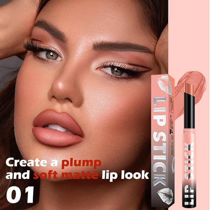 IATMOMOD Warm Pink Matte Lipstick for Women, Long Lasting Waterproof Transfer-Proof Vegan Lip Bar, 24H Moisturizing Smudge-Proof All-Day Lip Color for Mature Women M01#