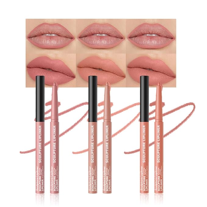 Hxssll 12 Colors Matte Lip Liner Pencil – Long Lasting Waterproof Lip Liner, Smudge Proof Transfer Proof Lip Pencil, High Pigment Lip Makeup for Defining & Filling Lips (A4-set:07+09+10, 3PCS)