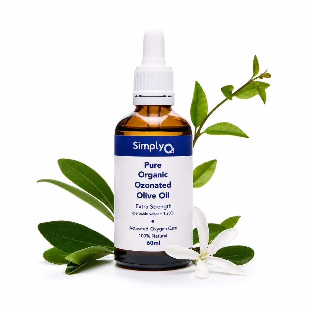 Simply O3 Pure Organic Ozonated Olive Oil Extra Strength 1200 Peroxide For Face and Skin Helps In Acne, Anti-Aging, Wrinkles and Rosacea For Sensitive Skin Made in Spain