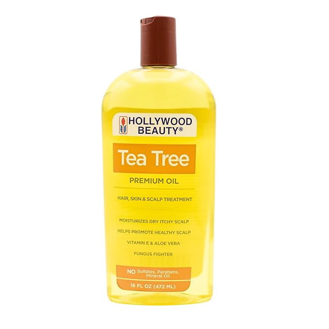 Hollywood Beauty Tea Tree Oil for Hair, Scalp, and Skin, 16 fl oz - Moisturizes Dry, Itchy Scalp, Blended with Vitamin E & Aloe