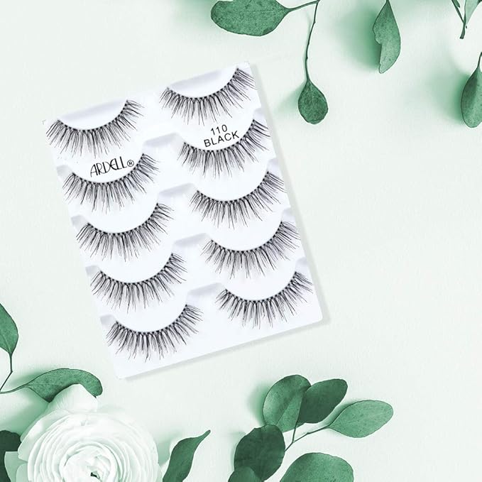 Ardell False Eyelashes 110 Black - Eye-Lifting Effect Eye Makeup, Natural Look Strip Lashes - 5 Pairs, 2 Pack