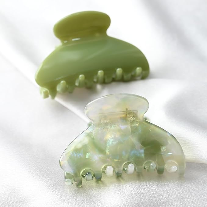 Prettyou Handmade Celluloid Acetate French Design Barrettes Tortoise Shell Claws Hair Claw Luxury Fashion Accessories Hair Clip for Women (transparent green)