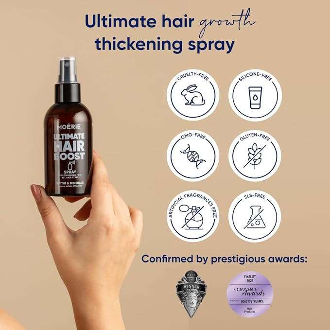 Moerie Hair Growth Serum Spray for Men and Women, Hair Loss Solution with Biotin and Rosemary, Thickening Serum for Hair Regrowth and Thinning Hair - Ultimate Scalp and Growth Care