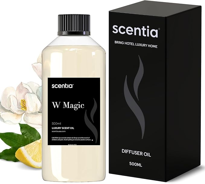 Scentia W Bliss (W Magic) Diffuser Oil for HVAC Scent Machine – Hotel Fragrance Inspired by W Hotel – 500 mL – Bergamot, Lemongrass & Jasmine Oil for Commercial & Cold Air Diffusers, Made in USA