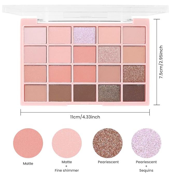CAKAILA 20Colors Nude Pink Brown Basics Matte Eyeshadow Palette,Eye Shadow Travel Makeup Palette all in one Long Lasting Waterproof,Great for Travel Gift Kit