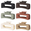 Sisiaipu 4 Inch Big Hair Claw Clips 6 Pcs Large Claw for Thick Hair Square Hair Clips for Women Rectangle Hair Clips Nonslip Acrylic Banana Jaw Clips Hair Accessories for Girls (Brown)