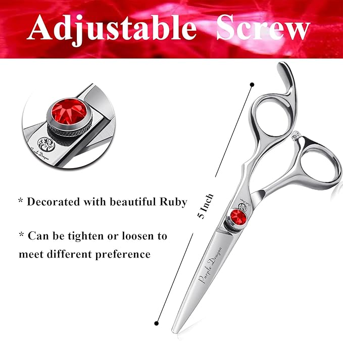 Purple Dragon 5.0 inch Silver Barber Hair Cutting Scissors/Shears