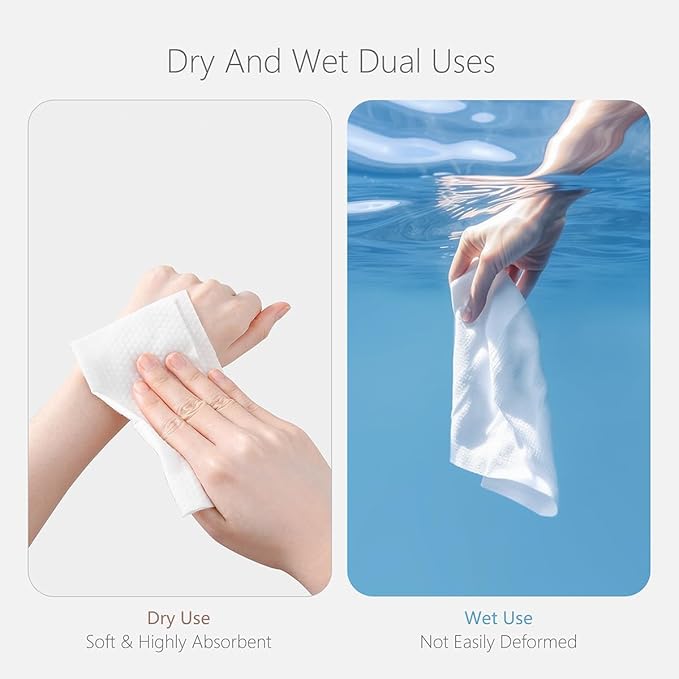 Face Towels Disposable Cotton Facial Towels,Biodegradable,100 Count