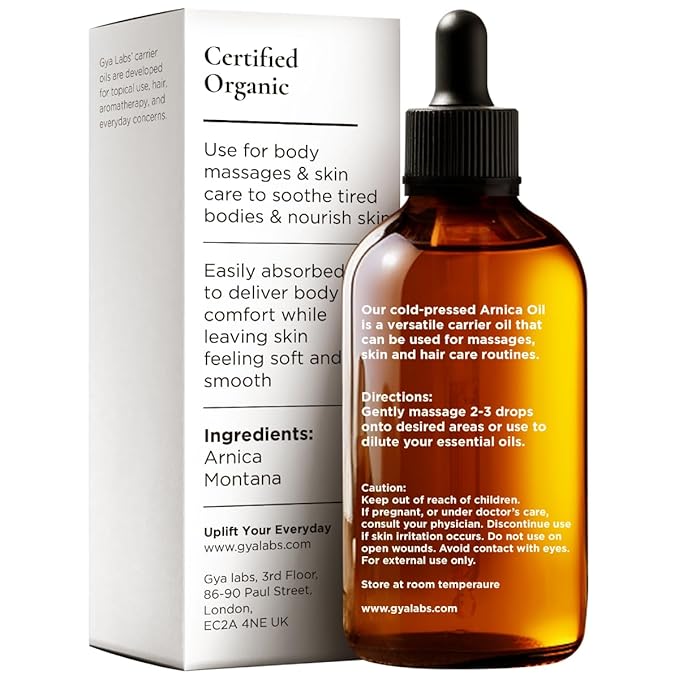 Gya Labs Arnica Oil - 1 Fl Oz - Carrier Oil for Hair, Skin, Face, Scalp & Body Massage