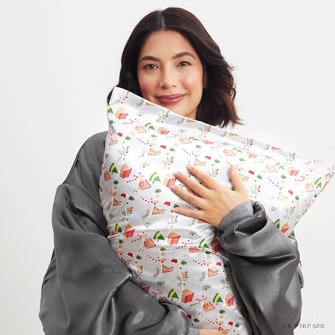 Kitsch x Elf Periwinkle Christmas Satin Pillowcase - King Size 19x36