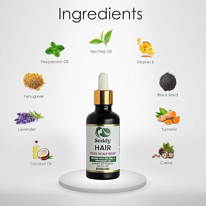 Seddy Itchy Scalp Relief Hair Oil with Tea Tree & Peppermint Oil